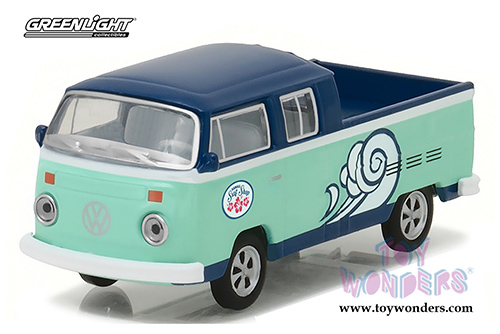 Greenlight - Volkswagen Type 2 Double Cab Pickup "Doka" Hawaii Surf Shop (1976, 1/64 scale diecast model car, Turquoise/Blue) 29894/48